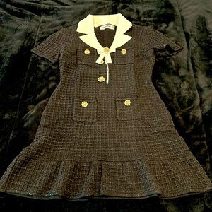 Self-Portrait Polyester Short Sleeve Black Knit Dress Mini Dress size 8